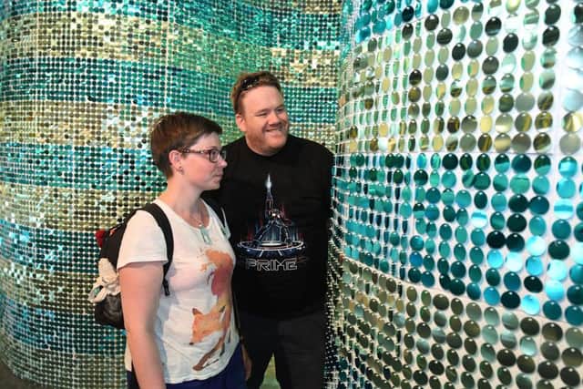 New art and architecture exhibition by NEON, at National Centre for Craft and Design. Visitors, Richard Taylor and Sam Saxby. EMN-180723-103429001