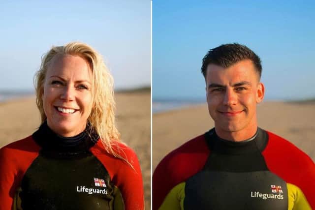 RNLI Lifeguards Courtney Fear and Arun Gray. Image: RNLI.