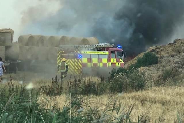 Fire crews tackling the blaze at Ruskington Fen this afternoon (Thursday). Photo: Melody Shanahan-Kluth