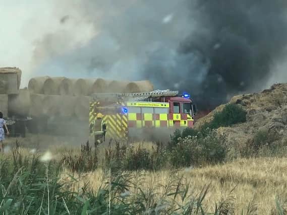 Fire crews tackling the blaze at Ruskington Fen this afternoon (Thursday). Photo: Melody Shanahan-Kluth