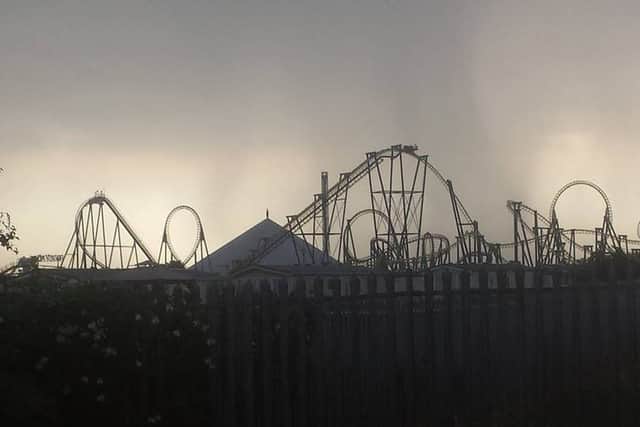 The scene over Fantasy Island in Ingoldmells during the storms. Photo by Tasha Majewski-Smith . ANL-180728-084207001