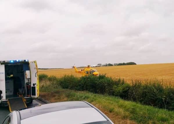 The Air Ambulance at Burwell yesterday (Sunday July 29). Photo: Mablethorpe & Alford Neighbourhood Policing Team.