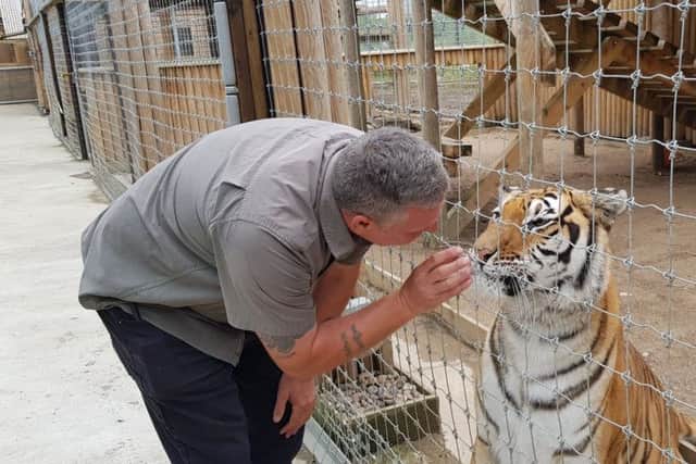 Steve Nicholls, CEO of the Lincolnshire Wildlife Park, with Bella. ANL-180730-110506001