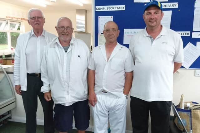 Fred Aspinall, Doug Staples and Pete Aspinall from Boston, with Bernie Buck (left)..
