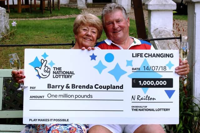 Brenda and Barry Coupland from Louth celebrated their big lottery win earlier today, (Friday) at The Priory Hotel in Louth. Photo: Chloe West.