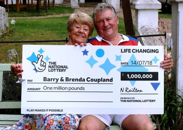 Brenda and Barry Coupland from Louth celebrated their big lottery win earlier today, (Friday) at The Priory Hotel in Louth. Photo: Chloe West.