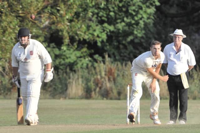 Market Rasen strike bowler Liam Entwhistle sends one down EMN-180608-105302002