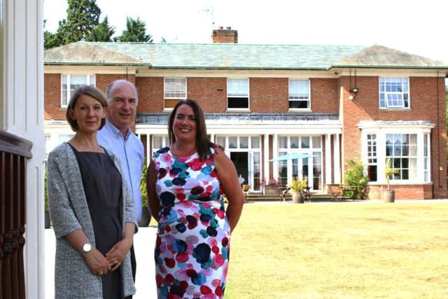 Coppergreen Group CEO, David Copley, (centre), and Donna Copley, Group Financial Director (left) are  the new owners of Kenwick Park Hotel, pictured with Sam Wall, Group Commercial Director. Photo: Chloe West.