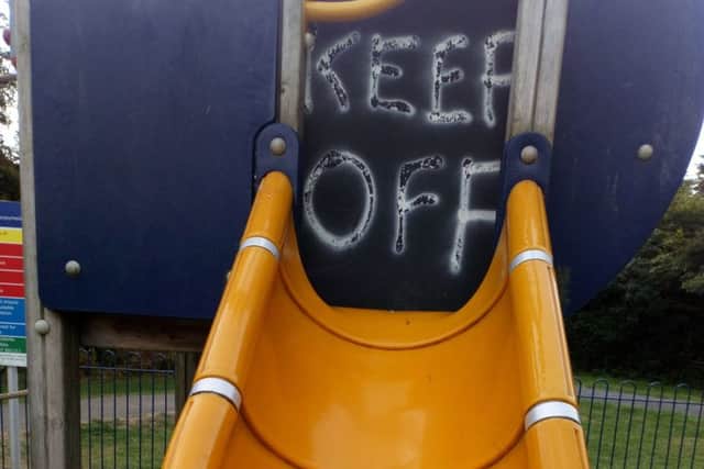 The damaged slide. The photo was taken last Thursday, before the repair work was scheduled to be carried out