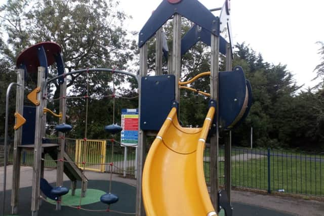 The repaired slide which is back in action at the childrens play park in Horncastle