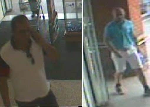 Lincolnshire Police would like to talk to these two men seen in Sleaford's Tesco store in relation to a purse snatch. EMN-180814-170921001