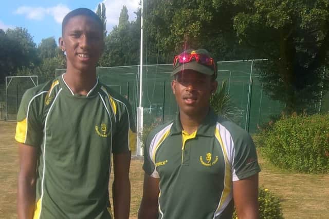 Jabari Darrell (right) and Market Rasen CC team-mate Sancho Jackson on Lincolnshire duty EMN-180815-151958002
