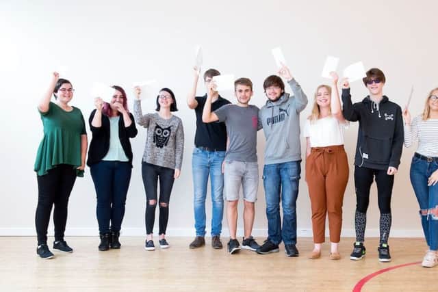 Some of the proud Louth Academy and Cordeaux Academy students with their results. (Picture: Sean Spencer).