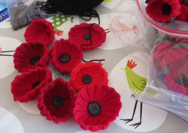 Examples of some of the handmade poppies.