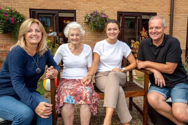Julie Atherton, resident Pamela Clifford,Leanne Atherton and Ian Smith at the summer gala. EMN-180820-094421001