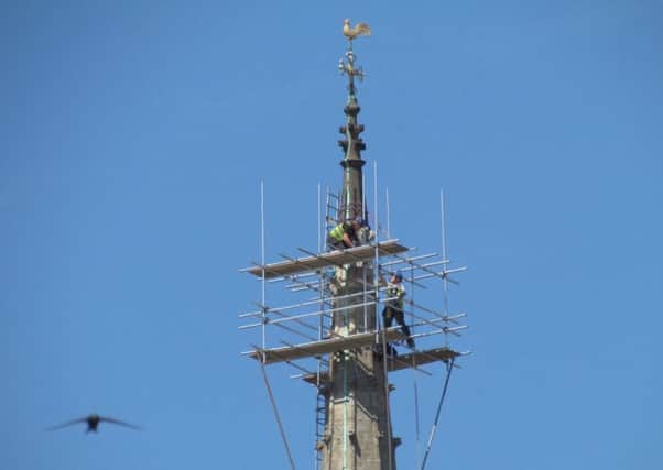 Just one snap of the current repair maintenance works taking place on the spire of St Jamess Church in Louth.