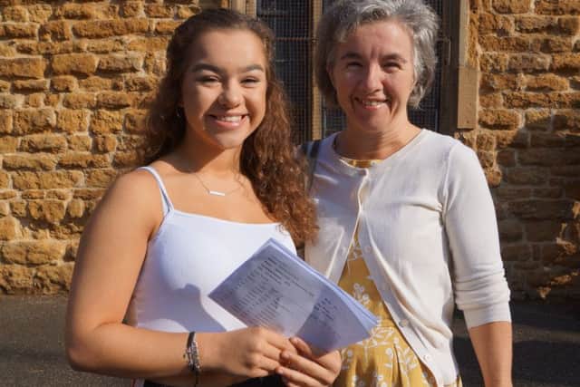 Caistor Grammar School: Katie Robey was delighted with her results, as was mum Sharon. Katie is heading to Chester to study musical theatre EMN-180823-113906001