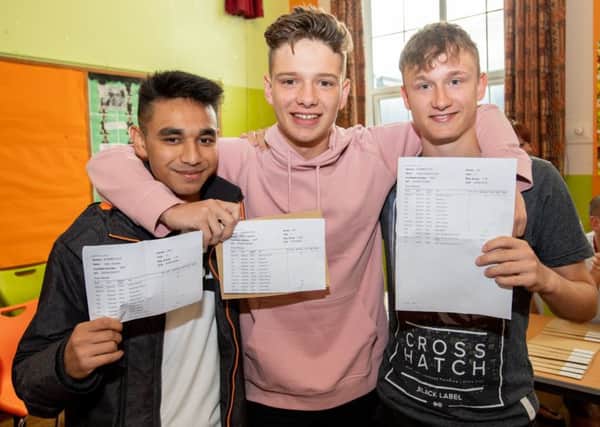 Jabir Hussain, Aaron Marshall and Will Arden at QEGS, in Horncastle. Picture: John Aron.
