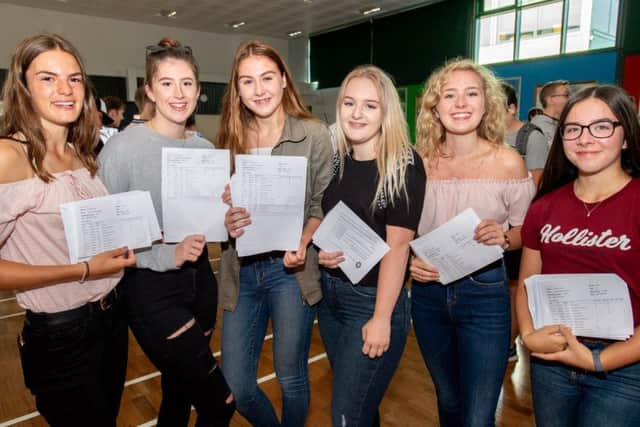 Students at Banovallum School with their results. EMN-180823-115302001