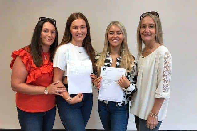 Evie Shaw (centre, left) and Millie Fisher (centre, right) with their mums Jackie Shaw and Becky Fisher.