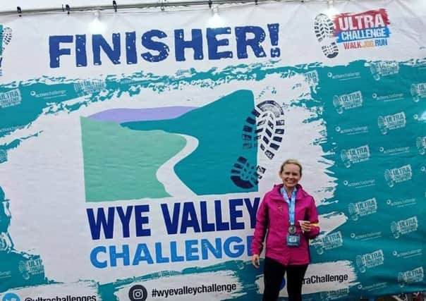 Kimberley Lowe pictured after finishing her 100km walk.