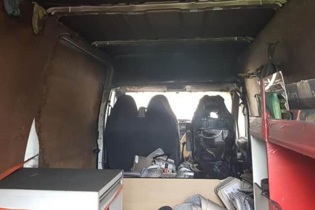 The charred van belonging to Paul Lucas. ANL-180827-115939001