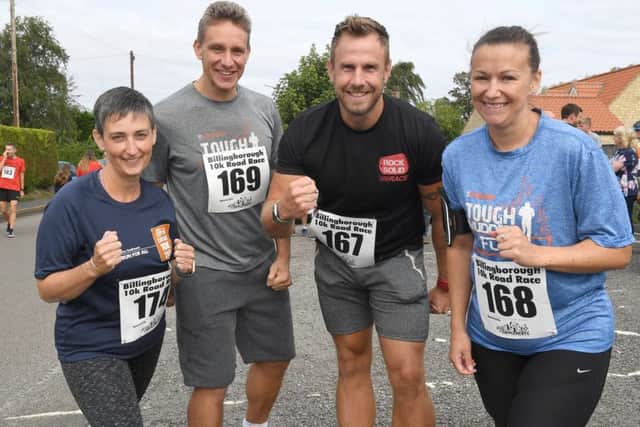 Charity 5 and 10k runs at Billingborough. L-R Laura Clarke, Dan Hedaux, Chris Salmon and Debs Wing who were running the 10k. EMN-180827-155839001