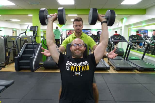 Chris Smith works out at the Horncastle Fitness Suite with David Anderson