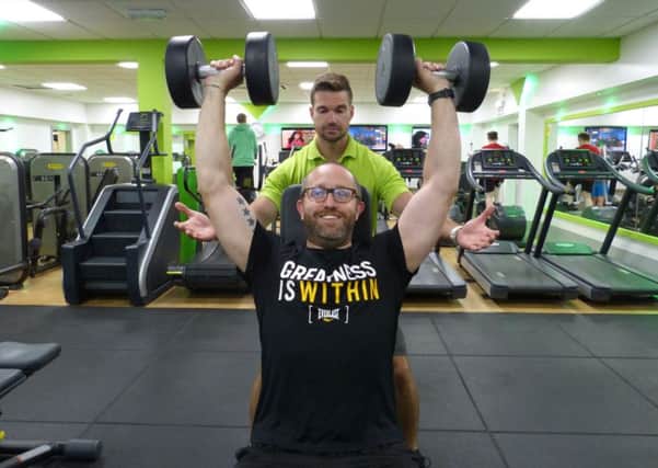 Chris Smith works out at the  Horncastle Fitness Suite with David Anderson