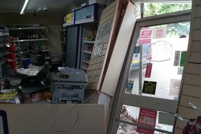 A view of the damage done to the interior of the shop at Cranwell by the ram raiders.
