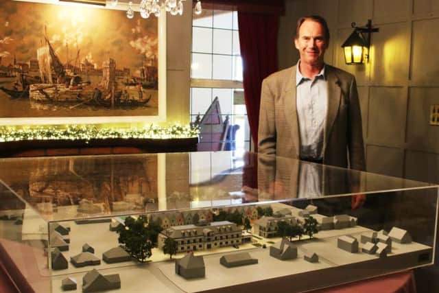 Hotel owner of the Grange and Links Tim Cross pictured with a model of how the new plans could have looked. But councillors have rejected the £8.5million proposals.