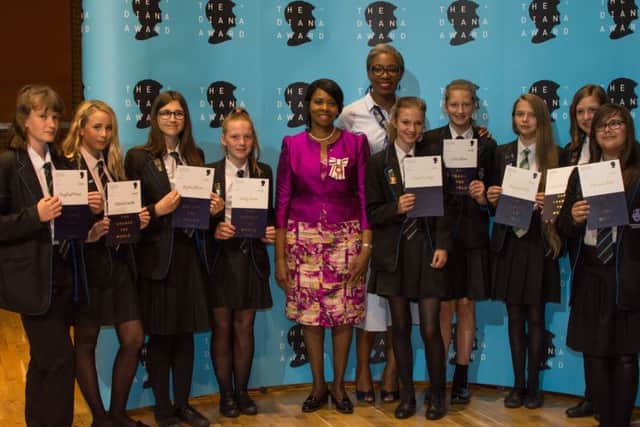 Tattershall students with representatives from The Diana Award