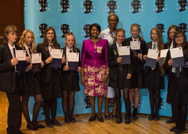 Tattershall students with representatives from The Diana Award