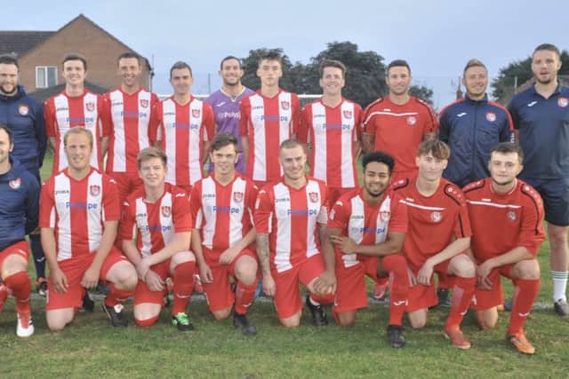 Horncastle Town line-up before last night's match. Photo: Nigel West.
