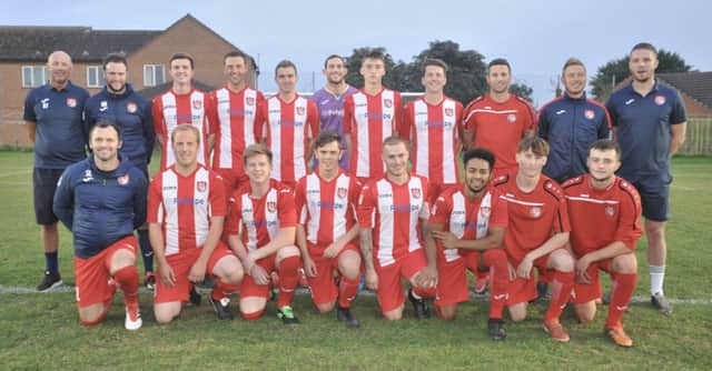 Horncastle Town line-up before last night's match. Photo: Nigel West.