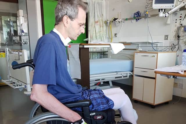 Wheelchair-bound William Tweddell in hospital. EMN-180709-121311001