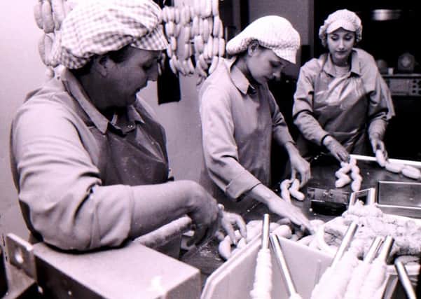 Hard at work on the sausage line at Adams factory in Ruskington in 1993. EMN-180109-013353001