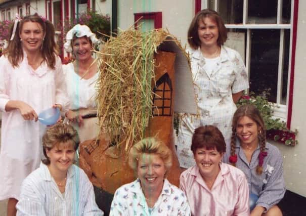 Funds were raised for good causes when the White Hart, in Old Leake, staged a pram push event 20 years ago. Pictured is one of the teams that took part on the day with their design based on The Old Woman Who Lived In A Shoe story.