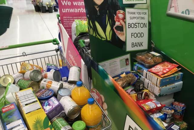 Food collected at the Asda drop off point for Boston Food Bank