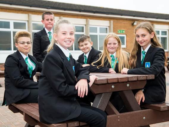 Year 8 students enjoy the newly-refurbished Quad at Louth Academys Lower Campus.