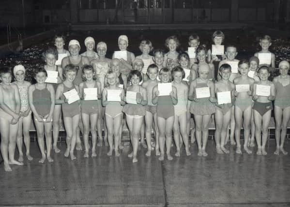 Here we see some of the young members of Boston Swimming Club in 1963 who had been taught to swim by Mrs A. T. Moulder and Miss June Holmes since the opening of the new baths in June of that year.