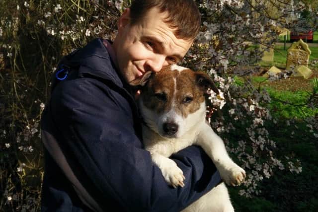 The inspiration for the story, Nipper and Richard Wakefield.