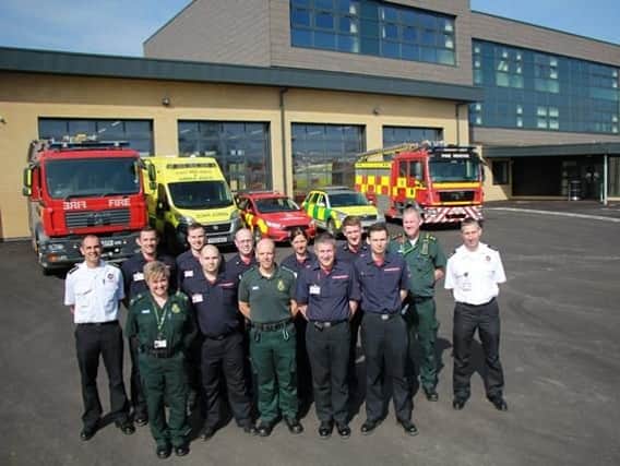 Staff at Sleaford's new join fire and ambulance station.