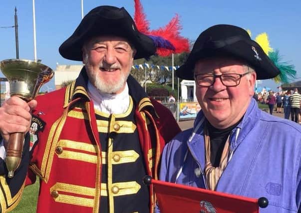 Skegness Town Crier Steve O'Dare with  Philip Serrel after BBC1's The Antiques Road Trip visited Skegness. ANL-180110-132455001
