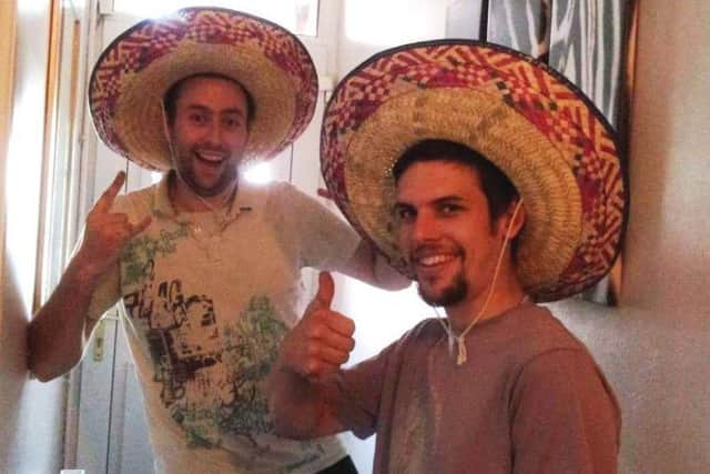 Matthew Stockdale, right, and Glenn Thompson, in their sombrero hats.