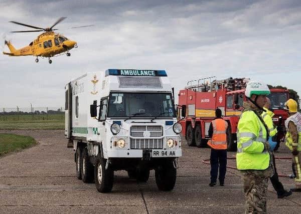 Crews attended a 'crash' scenario at RAF Scampton last week. EMN-180919-135948001
