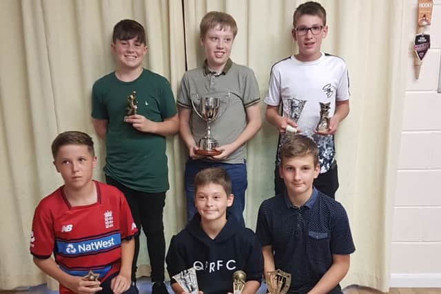 Award winners from the under 13s were, back row from left, Louis Boddy, Josh Lawie, Fraser Pemberton, front row, Rowan Bramley, Turner Kingswood, Nathan Walls,