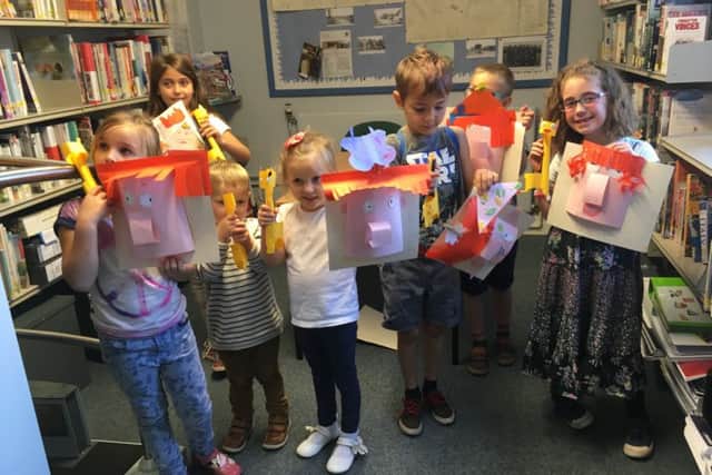 A scene from Donington Library's latest children's craft session.