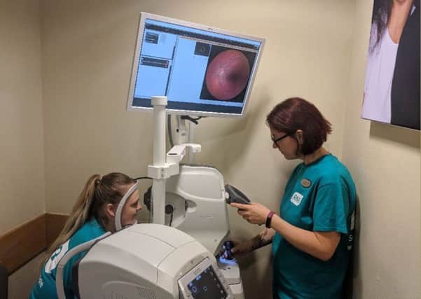 The OCT machine being tested out at Skegness Specsavers. Image supplied.