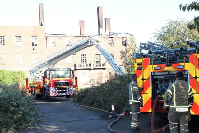 Firefighters at the scene of the fire in Manby this morning (October 1).